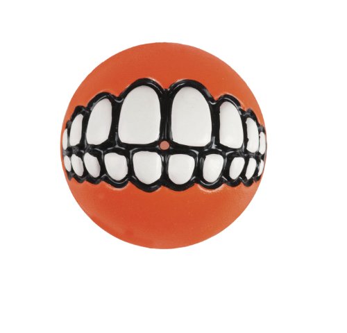 Rogz Grinz Dog Toy Ball to Hide Treats, Small, Orange