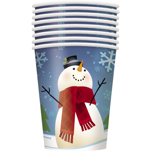 8 Count Joyful Snowman Paper Cups, 9-Ounce