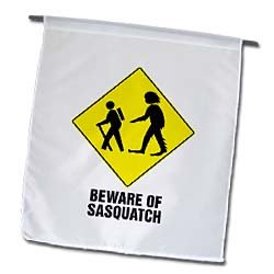 3dRose fl_102578_1 Funny Beware of Sasquatch Big Feet Warning Sign Garden Flag, 12 by 18-Inch