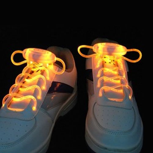 a pair of LED Flashing light Shoe Laces Shoelaces Rave Party Funny Gift cool Yellow Color