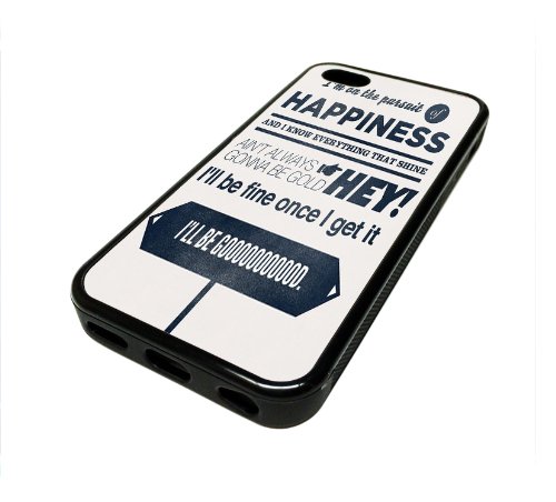 Apple Iphone 5 or 5s Case Cover Skin Pursuit of Happiness Quote Unique Design Black Rubber Silicone Teen Gift Vintage Hipster Fashion Design Art Print Cell Phone Accessories
