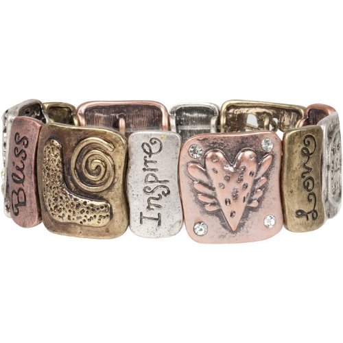 Heirloom Finds Care Bliss Wish Joy Love Inspire Tri Color Bracelet Inspirational