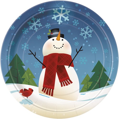 8 Count Joyful Snowman Dinner Plates, 9-Inch