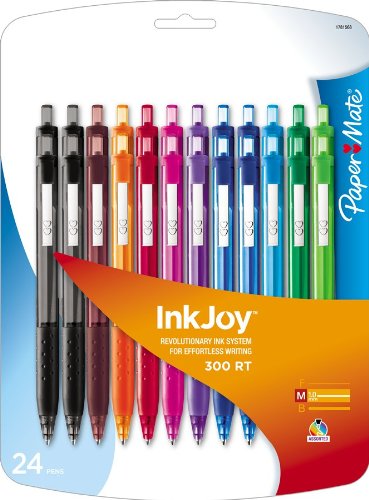 Paper Mate InkJoy 300 RT Retractable Medium Point Ballpoint Pens, Assorted Colors, 24 Pack (1781568)