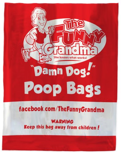 525 Red “Damn Dog Poop Bags” from The Funny Grandma with Durable Dispenser and Convenient Storage Box 35 rolls (15 bags/roll)