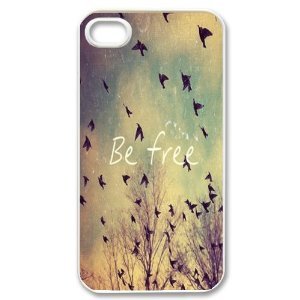 Apple iPhone 5 5G 5S Be Free Birds Cute Quote Retro Vintage WHITE Sides Slim HARD Case Skin Cover Protector Accessory Vintage Retro Unique AT&T Sprint Verizon Virgin Mobile