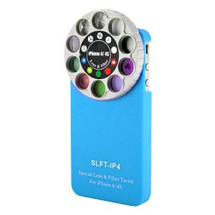 Minidandan Funny Special Lens and Filter Turret Camera Phone Case for Apple Iphone 4 and 4s (blue)