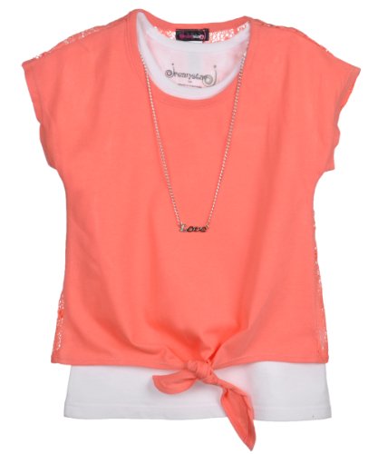 Dream Star “Joyous Love” Top with Necklace – coral, 14