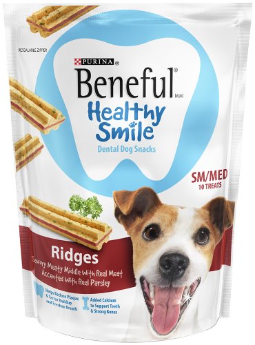Purina Beneful Healthy Smile Ridges 10 Count Dental Dog Snack, Small/Medium