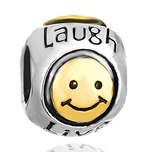 Silver Plated Pugster Smile Heart Live Love Laugh European Charm Bead Fits Pandora Bracelet