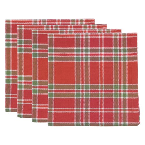 Now Designs Napkins, Joyous Plaid Chili, Set of 4