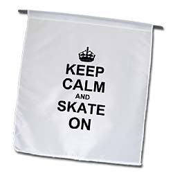 3dRose fl_157771_1 Keep Calm and Skate on Carry on Skating Funny Skateboarding Ice Skater Or Roller Skating Gifts Garden Flag, 12 by 18-Inch