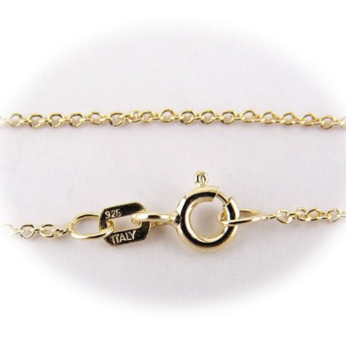 Gold Plated Sterling Silver Fine Cable Nickel Free Chain Necklace Italy 16 Inch