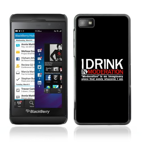ArtCases ARTCASES CollectionsTM Black Hard Back Case for BLACKBERRY Z10 ( Drink Moderation Funny Sign )