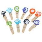 Stylish Funny Wooden Weather Icon Memo Photo Clip (Color Assorted/10-Pack)