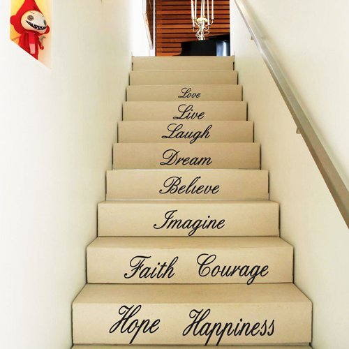Toprate(TM) 22.8″ X 73.2 ” Love Live Laugh Dream Believe Imagine Faith Courage Hope Happiness Removable Wall Decals Wall Art Decor Wall Stickers Stair Decals
