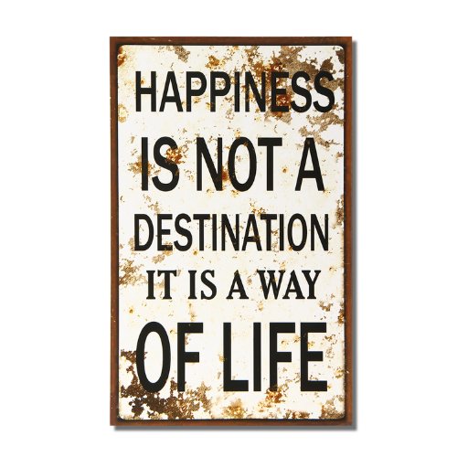 Adeco [SP0257] Vintage Decorative Wall Plaque Saying “Happiness Is Not A Destination, It Is A Way Of Life” Home Decor