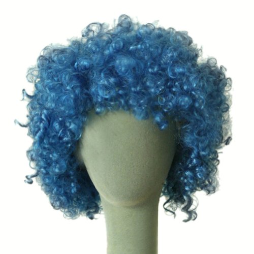 Urparcel Women’s Girl Funny Soccer Fans Short Wavy Cosplay Party Fancy Dress Wigs Blue