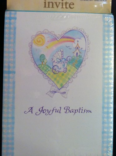 A Joyful Baptism Glitter Embellished 10 Count Invitation with Envelopes