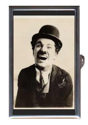 Charles Chaplin Early Laughter Stainless Steel Pill Box: Holds pills, coins, condoms