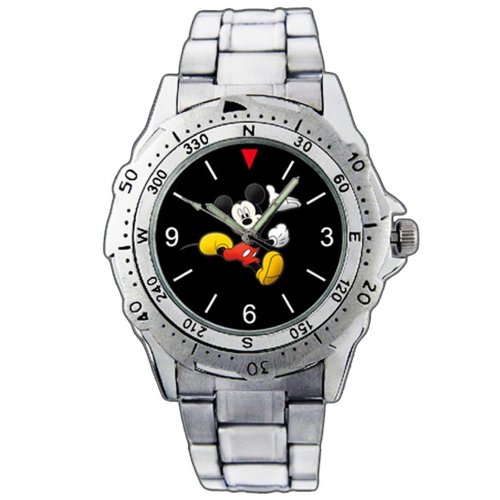 EPSP121 Mickey Mouse All Black Running Joyful Smile Stainless Steel Wrist Watch