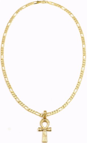 Ankh Necklace New Carved Out Gold Color 24 Inch Figaro Style Positive Spirit Magic Power Circle Egyptian Positive Power Of Joyous Life Ankh Necklace New Carved Out Gold Color 24 Inch Figaro Style Positive Spirit Magic Power Circle Egyptian Positive Power Of Joyous Life