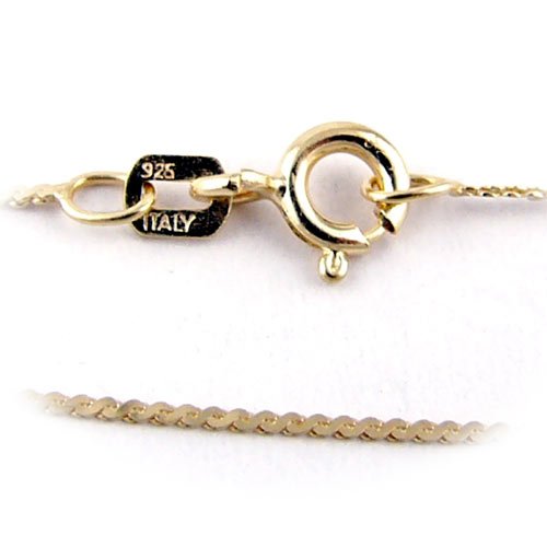Gold Plated Sterling Silver Diamond Cut Serpentine Nickel Free Chain Necklace for Child Italy 14 Inch