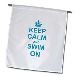 3dRose fl_157777_ 1 Keep Calm and Swim on-Carry on Swimming-Hobby or Professional Swimmer Gifts-Fun Funny Humor Garden Flag, 12 by 18-Inch