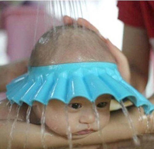 Susen Safe Shampoo Shower Bathing Protect Soft Cap Hat for Baby Children Kids (Blue)