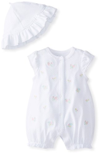 Little Me Baby-Girls Newborn Joyful Romper and Hat, White Floral, 9 Months