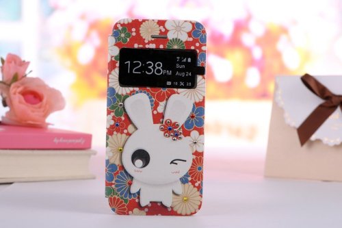 Thatisgreat Newest Colored Drawing with Diamond TPU Case Protector for Iphone4 4S Iphone5 5S Accessory (Rabbit in Joyous for Iphone5 5S)