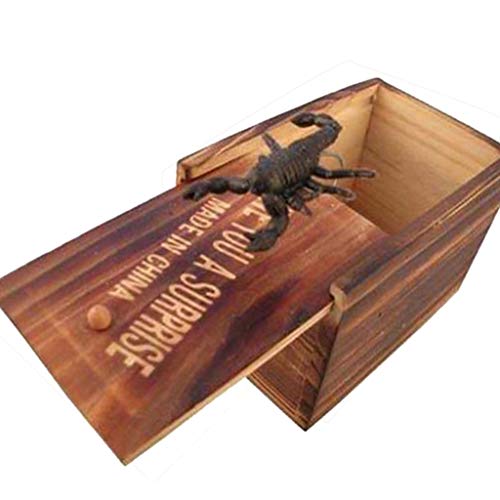 Scare Surprise Box, salaheiyodd Hilarious Scare Box Scorpion Prank Wooden Scarebox Joke Prank Box Startle and Make People Jump