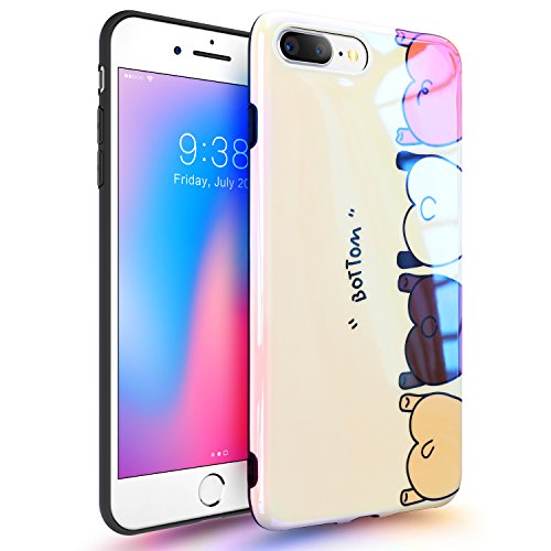 GVIEWIN Glossy Pattern Case Compatible with iPhone 8 Plus/7 Plus, Soft & Flexible Silicone Cover for Apple iPhone 7/8 Plus (Funny Cartoon Bottoms)