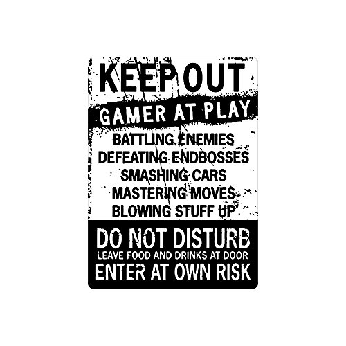 Funny Gamer Decor, ‘Keep Out Gamers Only’ 12 x 9 Tin Signs, Gaming Do Not Disturb Signs, Funny Video Game Signs for Boys Room, Gamer Room Sign, Keep Out Gamers At Play Home and Kitchen Signs,