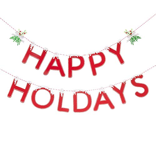 Martha Stewart 30068367 Chipboard Happy Holidays Bunting Garland, Red, Green