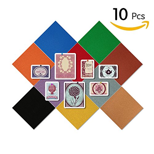 Jouyous Journey 12’’ x 12’’ Self-Adhesive Cork Bulletin Board, Square Type Colorful Decorative Cork Tiles Notice Board Photo Board with Self-Stick Backing (10 Colors Assorted)