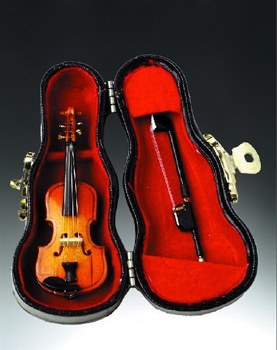 Violin Music Instrument Miniature Replica with Case, Size 3 in. Violin Music Instrument Miniature Replica with Case, Size 3 in.