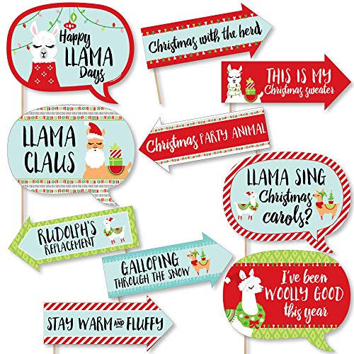 Funny Fa La Llama – Christmas and Holiday Party Photo Booth Props Kit – 10 Piece