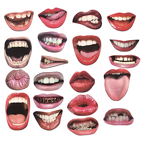 Autohigh 20 Lip Photo Booth Props on Sticks DIY Funny Mouth Realistic Party Graduation Props (20 Pieces – Mouth)