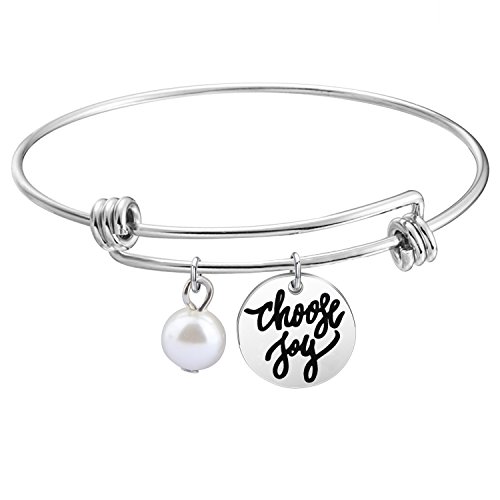 KUIYAI Choose Joy Bracelet Women Inspirational Message Jewelry Mother Daughter (bracelet silver) KUIYAI Choose Joy Bracelet Women Inspirational Message Jewelry Mother Daughter (bracelet silver)