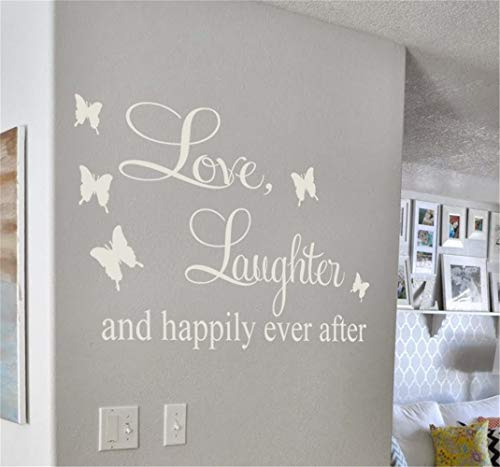 Ziues Wall Stickers Decor Motivational Saying Lettering Art Wall Decal Love Laughter and Happily Ever After for Living Room Bedroom
