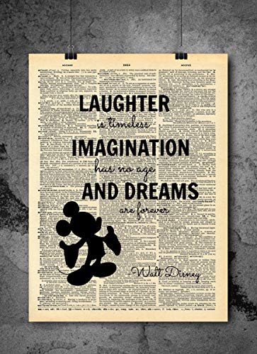 Imagination Laughter Quote Vintage Dictionary Art Print 8×10 inch Home Vintage Art Abstract Prints Wall Art for Home Decor Wall Decorations For Living Room Bedroom Office Ready-to-Frame