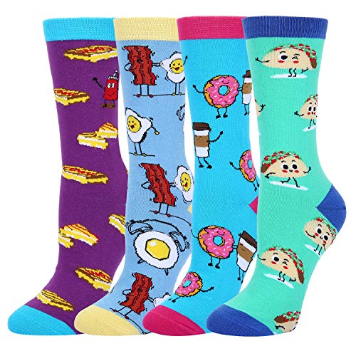 Women’s Funny Novelty Crew Socks Crazy Food Emoji Taco Donuts Egg Grilled Cheese Cotton Socks 4 Pack Gift Box Women’s Funny Novelty Crew Socks Crazy Food Emoji Taco Donuts Egg Grilled Cheese Cotton Socks 4 Pack Gift Box