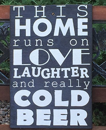 This Home Runs On Love Laughter And Really Cold Beer Sign, Beer Sign, Bar Wall Decor, Man Cave Sign, Alcohol Sign