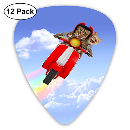 GUITARARAR Joyous Cat Kitten Rainbow Bridge Guitar Picks 12pack Celluloid Plectrum Custom 0.46mm/ 0.71mm/ 0.96mm for Electric Acoustic Guitars Bass Best Stocking Stuffer Gifts for Kids Teens Adults