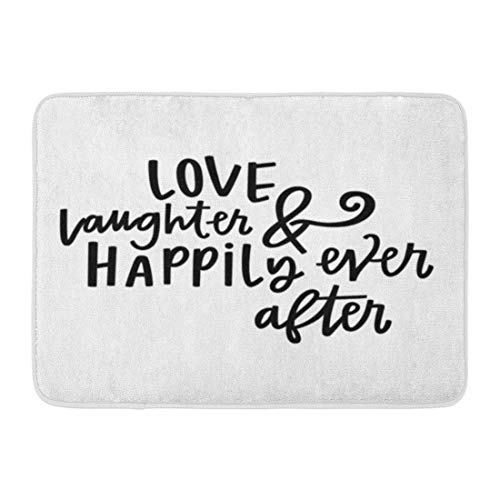 GTdgstdscDoormats Bath Rugs Outdoor/Indoor Door Mat Quote Love Laughter Happily Ever After Happy Lettering Marriage Couple Bathroom Decor Rug 16 24 inch;