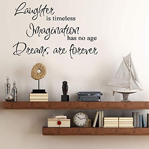 Bluegiants Wall Stickers Decals Art Words Sayings Removable Lettering Laughter is Timeless Imagination Has No Age Dreams are Forever for Bedroom Living Room
