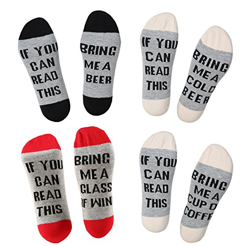 IF YOU CAN READ THIS Funny Saying Knitting Word Combed Cotton Crew Wine Coffee Beer Socks for Men Women (Large, 4 Color Mix) IF YOU CAN READ THIS Funny Saying Knitting Word Combed Cotton Crew Wine Coffee Beer Socks for Men Women (Large, 4 Color Mix)