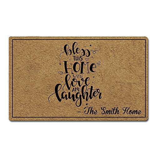 Artsbaba Custom Family Name Personalized Doormat Bless This Home with Love Laughter Door Mat Rubber Non-Slip Entrance Rug Floor Mat Funny Home Decor Indoor Mat 30 x 18 Inches, 3/16″ Thickness Artsbaba Custom Family Name Personalized Doormat Bless This Home with Love Laughter Door Mat Rubber Non-Slip Entrance Rug Floor Mat Funny Home Decor Indoor Mat 30 x 18 Inches, 3/16″ Thickness