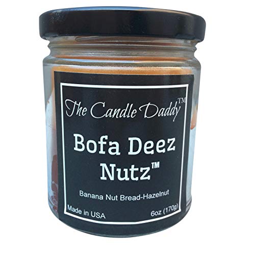 Bofa Deez Nutz- Funny- Banana Nut Bread n Hazelnut Vanilla- Scented Candle- Double Pour- 6 Ounce- 40 Hour Burn Time Bofa Deez Nutz- Funny- Banana Nut Bread n Hazelnut Vanilla- Scented Candle- Double Pour- 6 Ounce- 40 Hour Burn Time